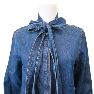 Blue Bow Tie Denim Shirt
