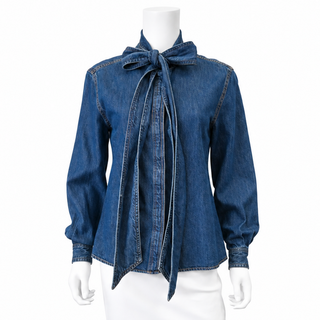 Blue Bow Tie Denim Shirt