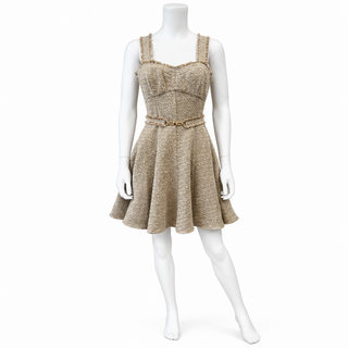 Gold Amelia Tweed Mini Dress