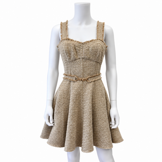 Gold Amelia Tweed Mini Dress