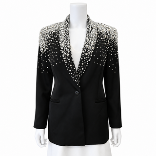 Ivan Crystal Black Satin Blazer