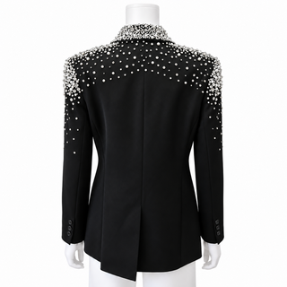 Ivan Crystal Black Satin Blazer