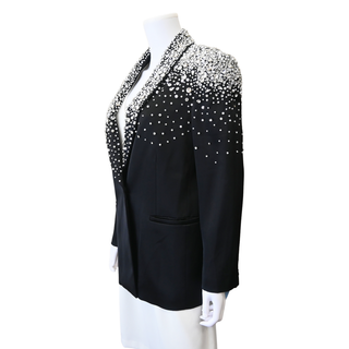 Ivan Crystal Black Satin Blazer