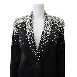 Ivan Crystal Black Satin Blazer