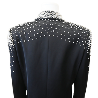 Ivan Crystal Black Satin Blazer