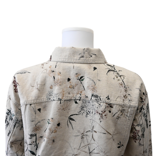 Neutral Floral Print Denim Jacket