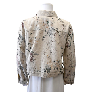 Neutral Floral Print Denim Jacket