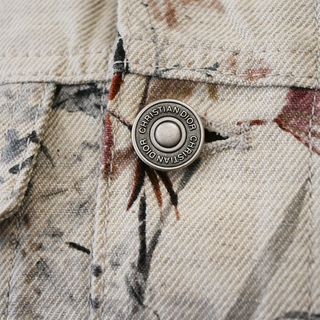 Neutral Floral Print Denim Jacket