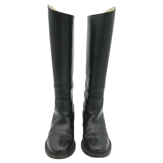 Black Leather Knee-High Riding Boots