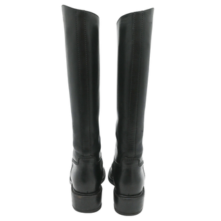 Black Leather Knee-High Riding Boots
