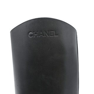 Black Leather Knee-High Riding Boots