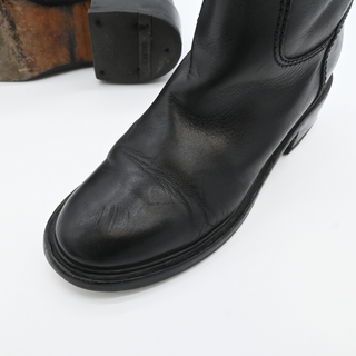 Black Leather Knee-High Riding Boots