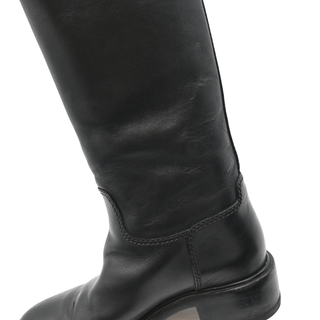 Black Leather Knee-High Riding Boots