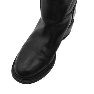 Black Leather Knee-High Riding Boots