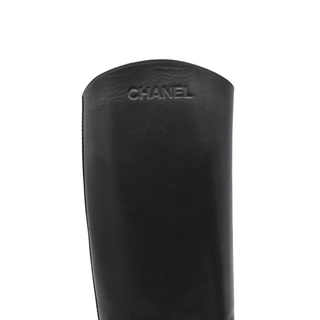 Black Leather Knee-High Riding Boots