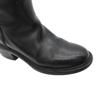 Black Leather Knee-High Riding Boots