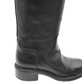 Black Leather Knee-High Riding Boots