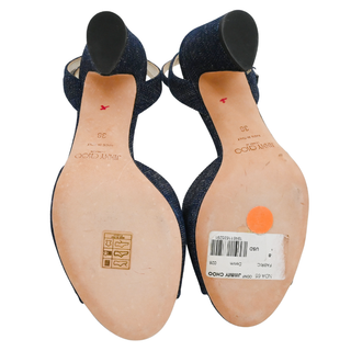 Denim Peep-Toe Ankle Strap Sandals