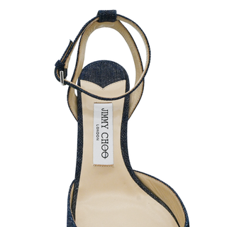 Denim Peep-Toe Ankle Strap Sandals