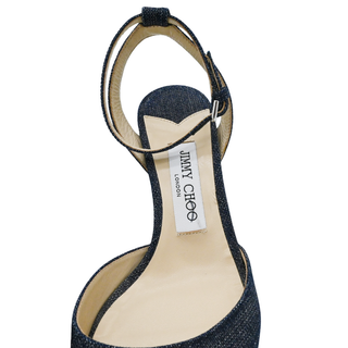 Denim Peep-Toe Ankle Strap Sandals