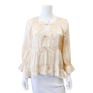 Alabaster Chrystie Ruffle Satin Top