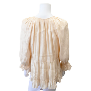 Alabaster Chrystie Ruffle Satin Top