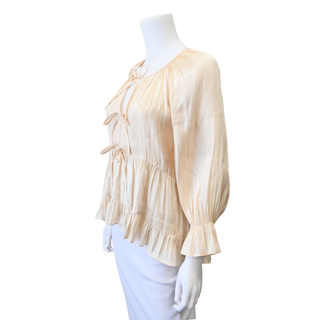 Alabaster Chrystie Ruffle Satin Top