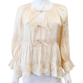 Alabaster Chrystie Ruffle Satin Top