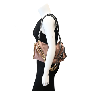 Blush Pink Two-Tone Chain Falabella Fold Over Tote Bag
