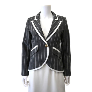 Charcoal Stripe Taped One-Button Blazer