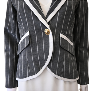 Charcoal Stripe Taped One-Button Blazer