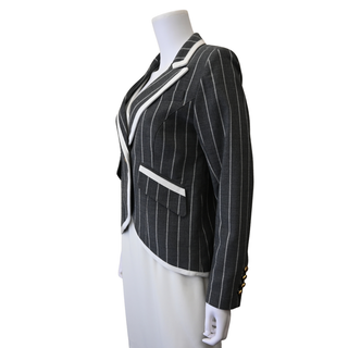 Charcoal Stripe Taped One-Button Blazer