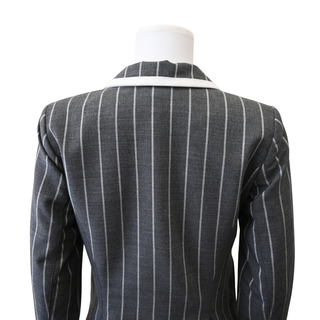 Charcoal Stripe Taped One-Button Blazer