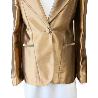 Metallic Gold Single-Breasted Blazer
