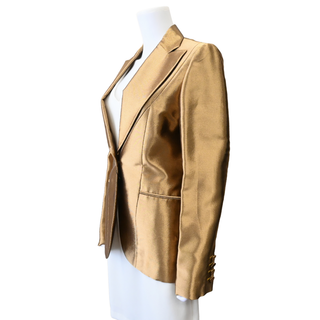 Metallic Gold Single-Breasted Blazer