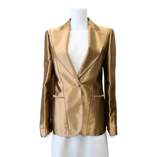 Metallic Gold Single-Breasted Blazer