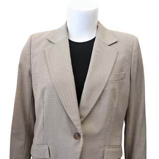 LAFAYETTE148 | Brown Micro Houndstooth One-Button Blazer