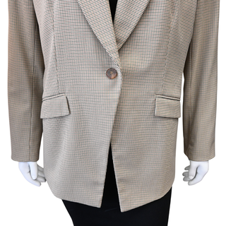 LAFAYETTE148 | Brown Micro Houndstooth One-Button Blazer