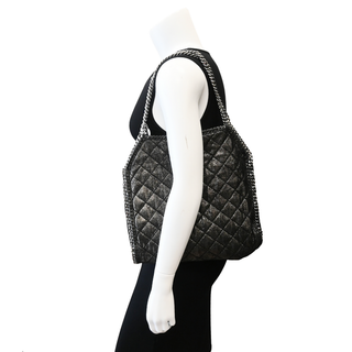 STELLA MCCARTNEY | Black Falabella Metallic Quilted Tote Bag