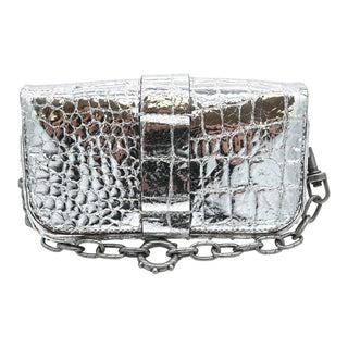 ZADIG & VOLTAIRE | Kate Metallic Silver Wallet Croco Bag