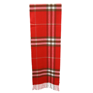 BURBERRY | Red Cashmere Check Scarf