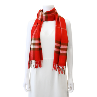 BURBERRY | Red Cashmere Check Scarf