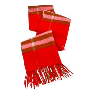 BURBERRY | Red Cashmere Check Scarf