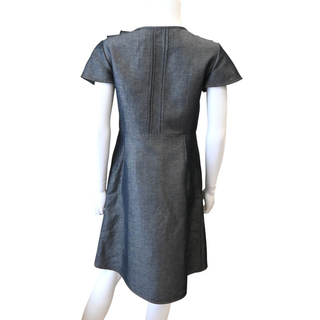 Ruffle Detail Denim A-Line Dress