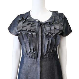 Ruffle Detail Denim A-Line Dress