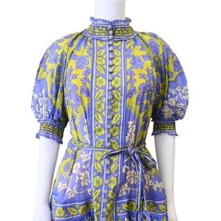 ZIMMERMANN | Floral Ramie Belted Midi Dress