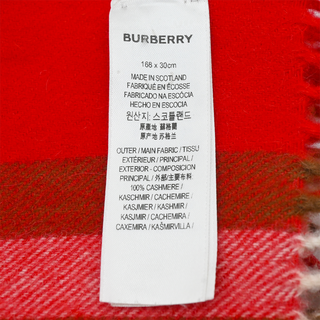 BURBERRY | Red Cashmere Check Scarf