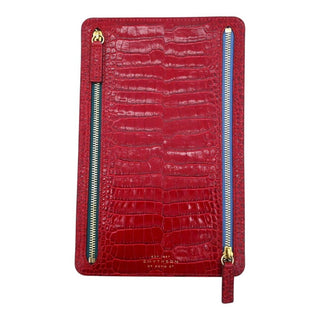 SMYTHSON | Red Crocodile Embossed Mara Multi-Zip Case