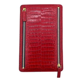 SMYTHSON | Red Crocodile Embossed Mara Multi-Zip Case