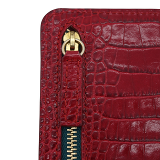 SMYTHSON | Red Crocodile Embossed Mara Multi-Zip Case